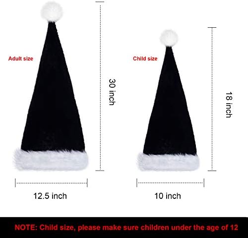Geyoga 4 peças Natal Black Papai Noel Hat Natal Velvet Papai Noel para meninos Festa de Natal para meninos