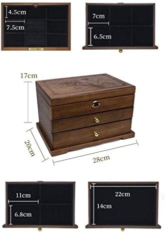 Caixas de jóias de madeira QTT Organizador de joias de grande capacidade com caixa de armazenamento de jóias de veludo