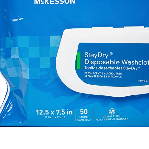 McKesson Staydry Deluposas ou panos descartáveis ​​para adultos com aloe, incontinência, sem álcool, não-influenciáveis,