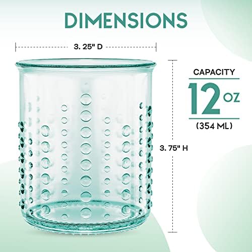 Amici Casa Italiana Reciclada Green Urchin DOF Glass, 12oz, conjunto de 6