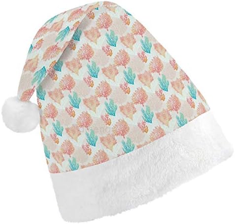 Chapéu de Papai Noel de Natal, Design de Coral Chapéu de Férias de Natal para Adultos, Unisex Comfort Hats de Natal para Festive Festive
