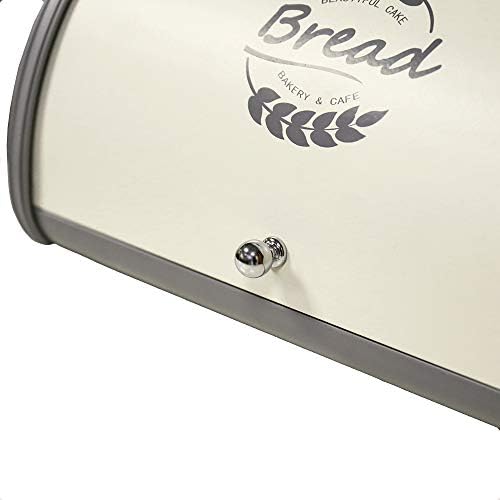 X458 Caixa de pão cinza de metal/lixo/contêineres de armazenamento de cozinha com tampa superior de rolo