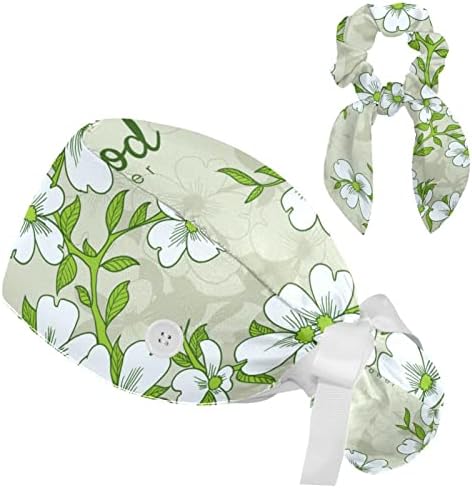 Bapa de bufante de flores do dogwood com bolsa de rabo de cavalo de botão, algodão que trabalha na faixa de moletom, tampas