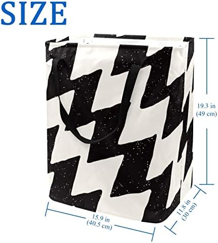 Retro preto e branco linhas irregulares imprimem cesto de roupa dobrável, cestas de lavanderia à prova d'água 60l de lavagem de roupas de roupas de roupas para o dormitório quarto do banheiro