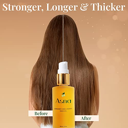 Óleo para cabelo da AMLA, óleo de crescimento de cabelo prensado a frio por Asna, óleos orgânicos de tratamento