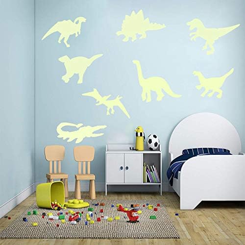 Toniful 45 PCs dinossauros adesivos de parede luminosos, brilho 3D em dinossauros escuros decorativos de parede para crianças decalques de parede da sala
