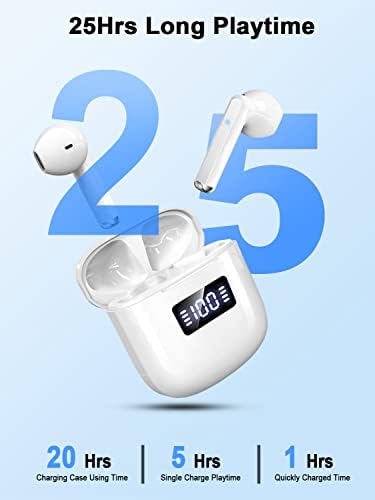Earbud sem fio gcbig, fones de ouvido Bluetooth 5.3 com 4 microfones de cancelamento de ruído de EN, fones de ouvido sem fio de 25h, fones de ouvido IP7 Sports Sports Bluetooth hiFi estéreo para Android iOS