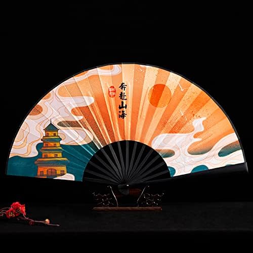 Egazs Craft Fan Ilustração Fã dobrável Fan Chinês Estilo antigo Acessórios de 10 polegadas Fã de seda Bamboo Summer sem