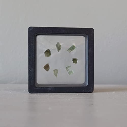 Cristais de cetim moldavite tektite 7 minúsculo mini -gemstone verde conjunto
