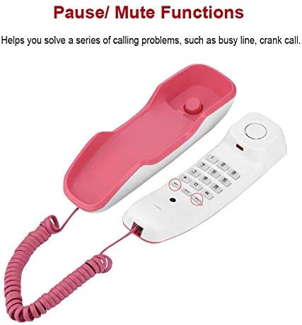 Telefone com fio básico Ashata, telefones folhos para casa, pausa/mudo/último número funções de redial, telefone de casa montado