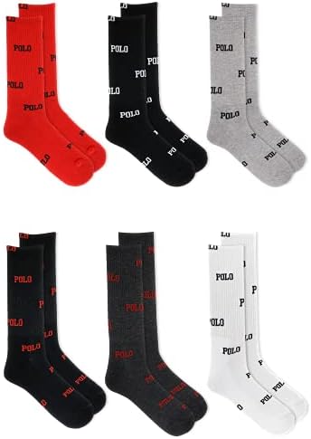 Polo Ralph Lauren Men's Classic Ritbed Crew Socks - 6 pacote