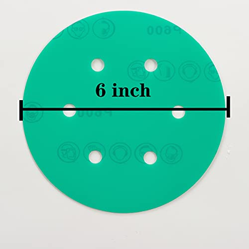 Discos de lixamento de 6 polegadas Gancho e loop, 25pcs 6 orifício 240 grão molhado seco seco impermeabilizado Papaco