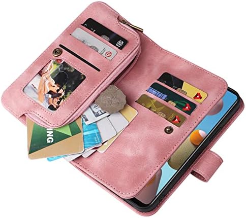 Caixa de carteira de proteção compatível com o Samsung Galaxy A21s, capa de telefone fino de couro PU, caixa de proteção