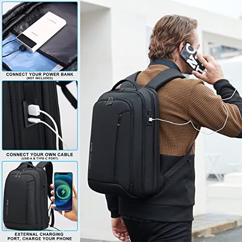 Mochila de laptop Fenruien para homens, mochila à prova d'água anti-roubo de 15,6 polegadas com porto de carregamento USB, mochilas