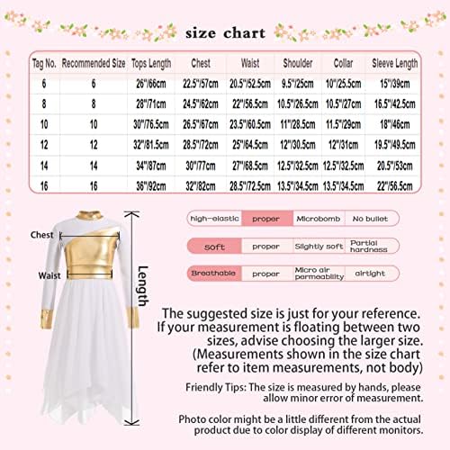 Oyolan Kids Girls Girls Metal Liturgical Loused Dance Dress Vestor Bell Sleeve Lyrical Love Costume Church Dancewear