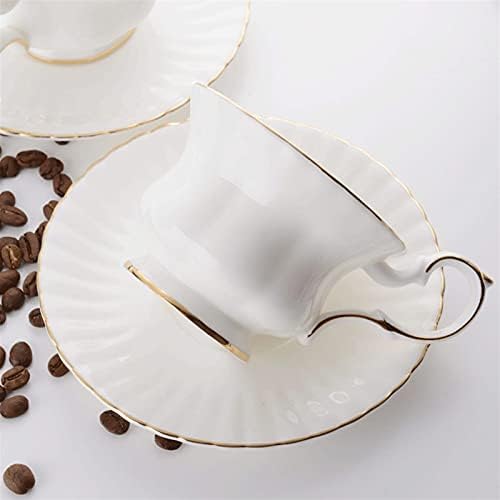 Mgor simples canecas de café em cerâmica e pires, 6,76 onças/200 ml luxuosas para canecas de caneca de caneca de leite de luxo com