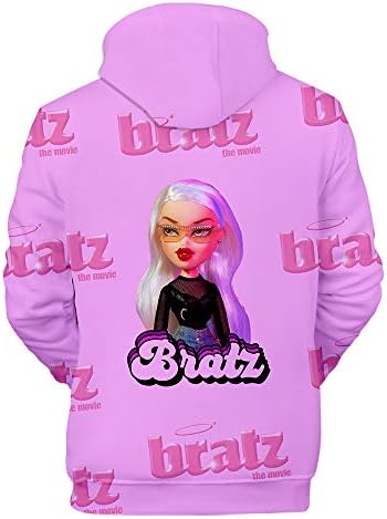 Bratz Women's Limited 3D Pattern Fashion Capuz da cintura elástica Slim Spring Coat