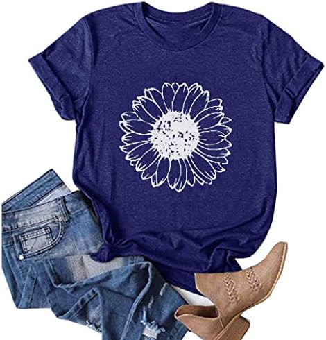 Uikmnh feminino casual camisetas t Daisy Manga curta Tunics Baggy Tunics camiseta camiseta