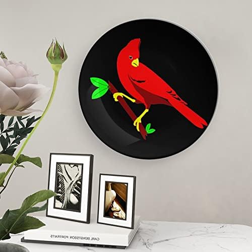 Placas decorativas de ossos de cerâmica de pássaros vermelhos da América do Norte com ornamentos pendurados em pratos