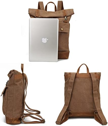 Mochila de laptop da Canvas Womleys para homens Mulheres, viagens de mochila para caminhada Daypack Rucksack