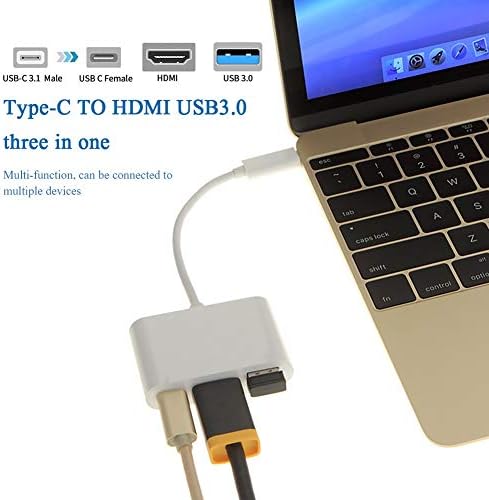 SJYDQ 3 em 1 USB C Hub PD USB 3.0 Adaptador multiporto USB 3.1 Tipo C Masculino para HDMI Compatível