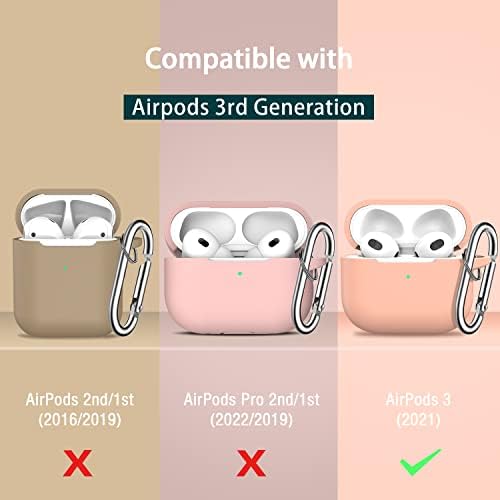 R-Fun AirPods Tampa de caixa de 3ª geração com kit mais limpo e capa de gancho de fones de ouvido, caixa de proteção de silicone