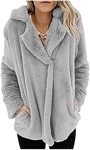 Jaqueta aconchegante feminino de inverno elegante jaqueta de manga longa e aconchegante com tampa de jaqueta de bombôs sólidos com camping de bolso