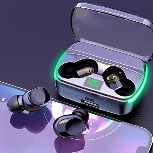 Fones de ouvido sem fio NSXCDH, Bluetooth 5.3 Mini fones de ouvido com exibição digital Luz respiratória legal, cancelamento