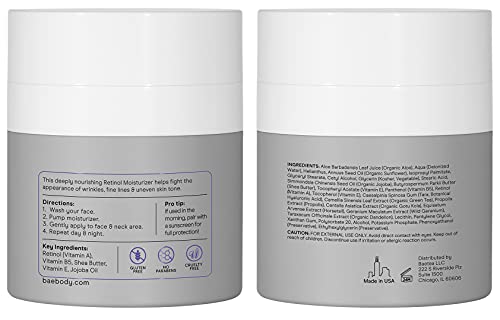 Baebody Retinol Hidratante Creme para rosto, pescoço e decote com rugas e acne Fighting Retinol, óleo de jojoba e vitamina E, 1,7 onças