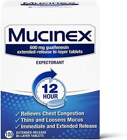 Mucinex 12 horas de liberação estendida comprimidos -Guaifenesin alivia o congestionamento do peito causado pelo excesso de muco, 100