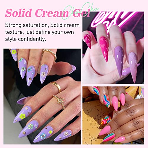 Chuchu Solid Gel Polish Conjunto: 12 Cores Paleta de polimento de gel sólido rosa com roxo Red Solid Cream Gel Polish Pink