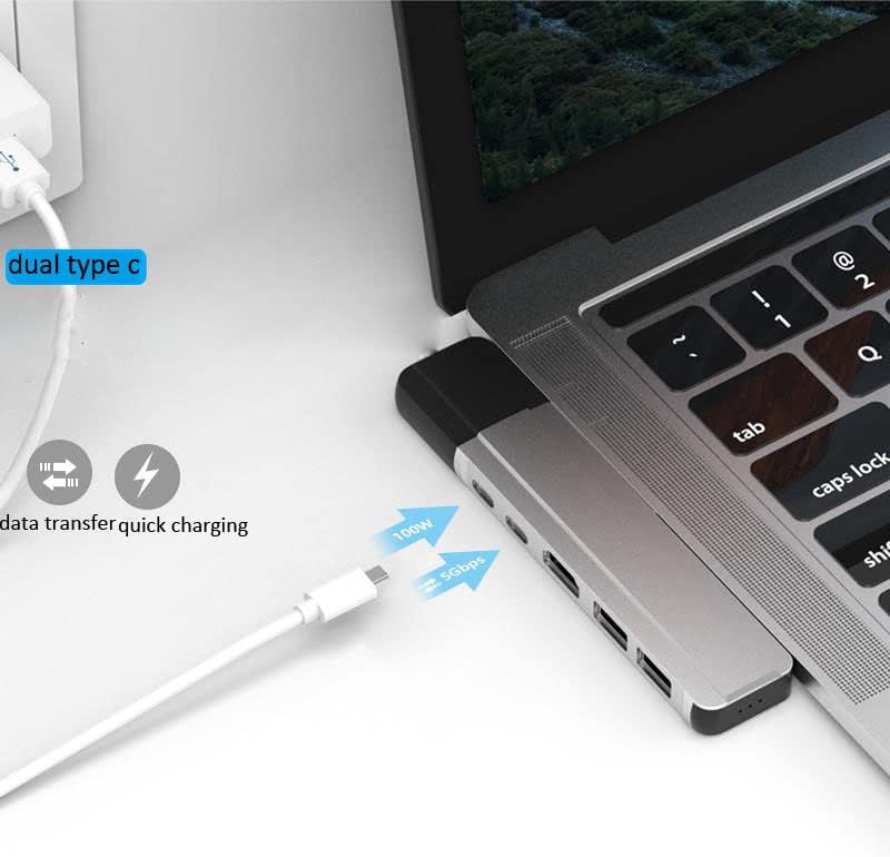 6 em 1 dongle USB C Adaptador de cubo com 4K HDMI USB 3.0 Portas Tipo C Para Laptops Charging Fast