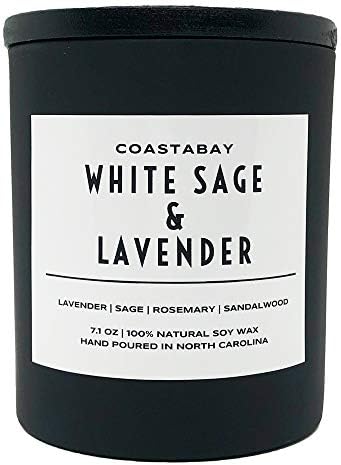 Coastabay Sage White e vela de lavanda | Cera de soja orgânica, vela perfumada, presentes de velas para mulheres,