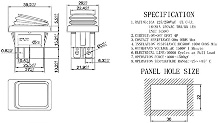 Chave de balancim Zaahh KCD4 20A / 125V 16A / 250V 4-PIN DPST IP67 Interruptor de alimentação à prova d'água selada