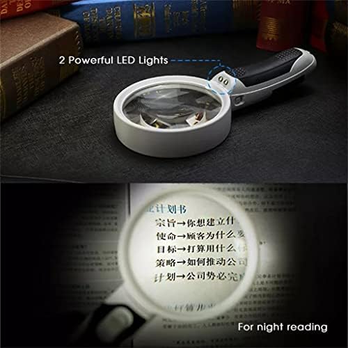 ZCMEB 10X Glass Glass com luz portátil portátil Mantenha de lupa de leitura de identificação Ferramenta de reparo de identificação