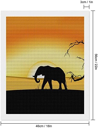 Kits de pintura de diamantes de elefante e pôr do sol africanos para adultos Cross Stitch Diy Paint Art Pictures