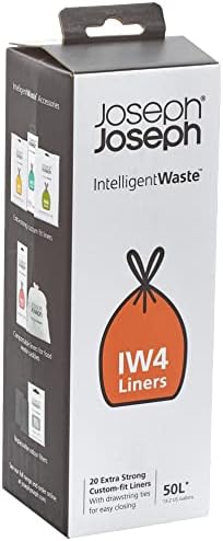 Joseph Joseph Intelligent Waste IW4 Compaction Bin Liners para Titan 8 galões / 50 litros, pacote de 20, preto