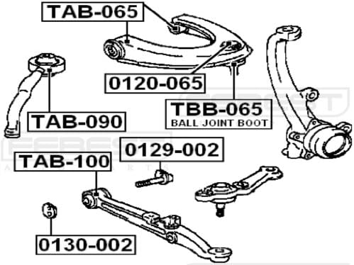 4866051020 - Bucha de braço para a Toyota - Febest