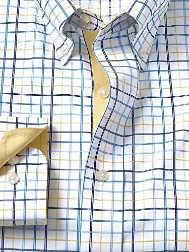 Camisa de vestido de algodão tattersall clássico de algodão de algodão fit
