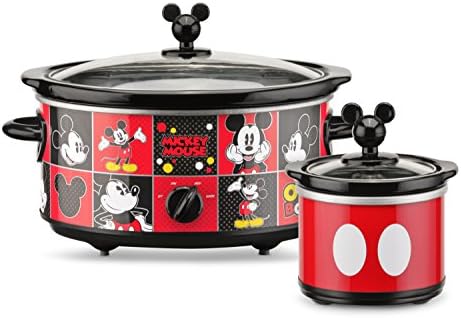 Disney DCM-502 Mickey Mouse Oval Lento Poente Lento com Dipper de 20 onças, 5 quartos, vermelho/preto