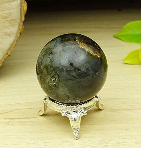 Reikiera Cristal Healing Labradorita Bola de Pedra Bola Naturais Esfera de Pedra Gemita com Ring Stand Reiki Table