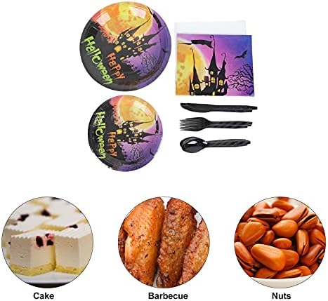 Kesyoo5S Halloween Creative Paper Tableware Flawware Conjunto de talheres de alimentos Decores de kit de alimentos