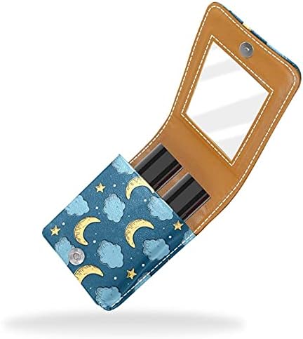 Caixa de batom com espelho LOON Padrão Lip Gloss Selder Portable Batom Storage Box Saco de maquiagem Bolsa de couro Mini Cosmético Bolsa segura 3 batom