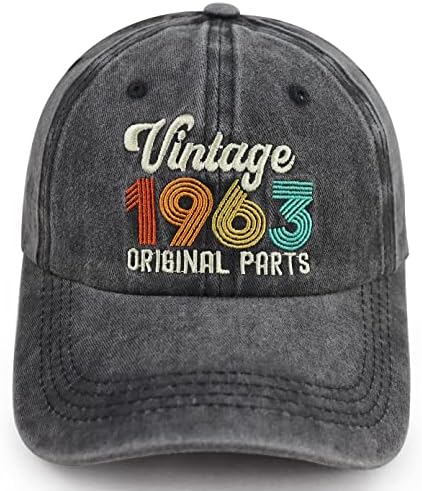 Gomthrpc vintage 1963 peças originais chapéus para homens mulheres, algodão lavado ajustável bordado com 60º aniversário
