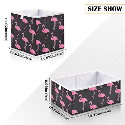 Cubos de armazenamento dobráveis ​​de cubos dobráveis ​​de cubos de armazenamento de cubos pretos de flamingo para caixas