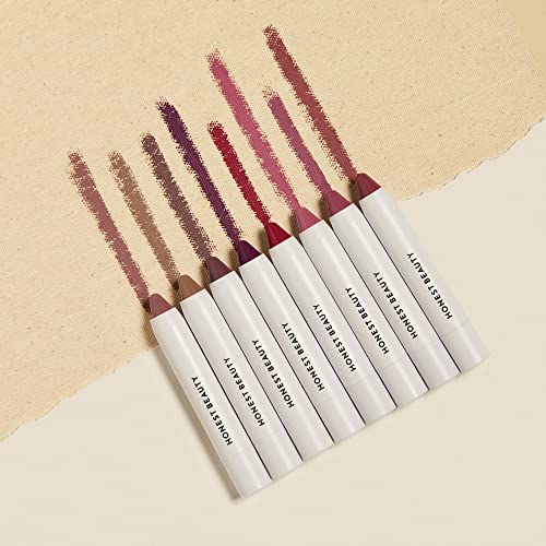 Honest Beauty Lip Crayon-Demi-Matte, Peony com Jojoba Oil & Shear Butter | Cor leve e de alto impacto | Certificado EWG