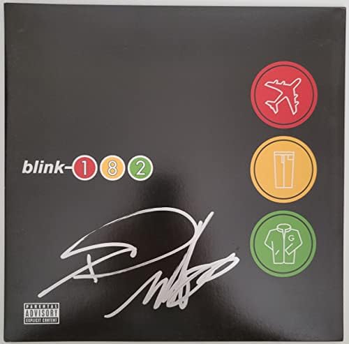 Mark Hoppus Tom Delonge assinou Blink Tire o seu álbum de calças e jaqueta Coa Proof Star