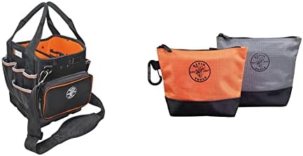 Klein Tools 5541610-14 Saco de ferramentas com alça de ombro tem 40 bolsos e 55470 bolsa de utilidade, sacos de ferramentas