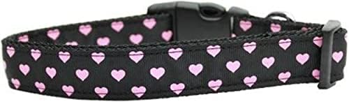 Colarinho de cachorro rosa e preto Dotty Hearts SM