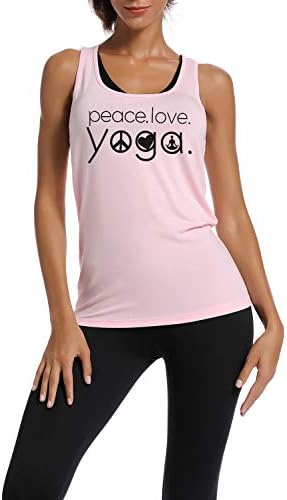 Tanques de treino wingzoo tops para mulheres womens paz amor yogo engraçado dizendo fitness gym racerback camisetas sem mangas